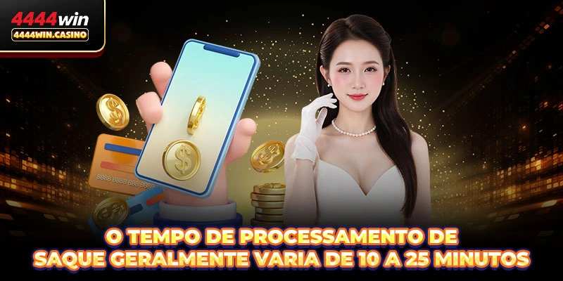 O tempo de processamento de saque geralmente varia de 10 a 25 minutos